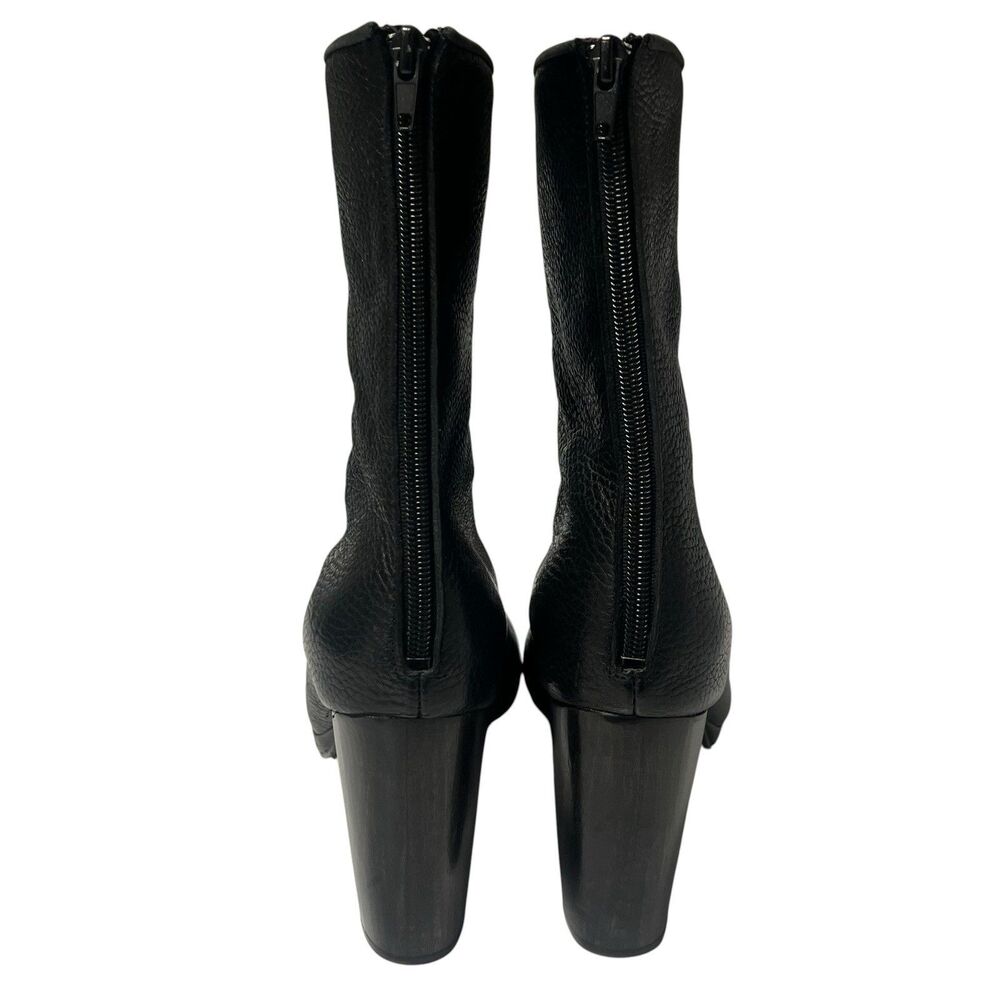 Calleen Cordero Tatiana Leather Peep-toe Boots Wood Heels Black Women’s Size 10 - Picture 4 of 10